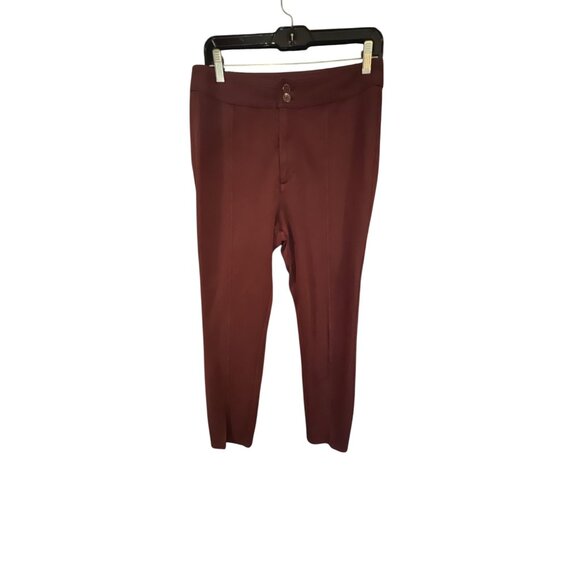 Maeve Anthropologie Womens Burgundy Trousers With Button Detail 8 - Picture 1 of 5